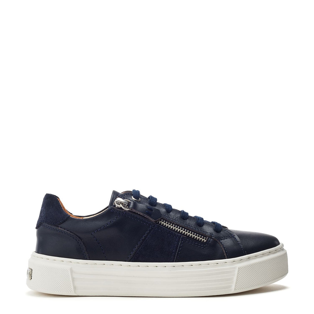 Sh Ely Navy Leather Trainers