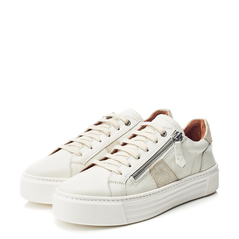 Sh Ely Off White Leather Trainers