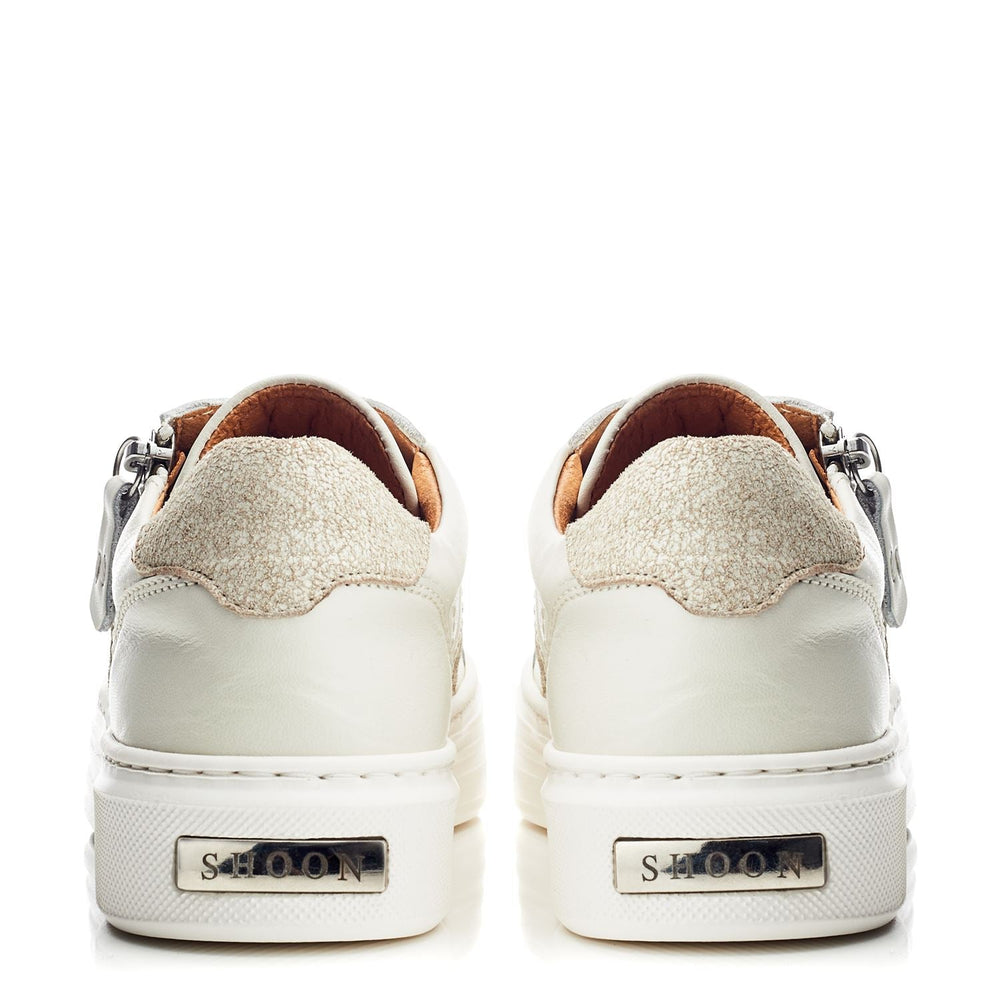 Sh Ely Off White Leather Trainers