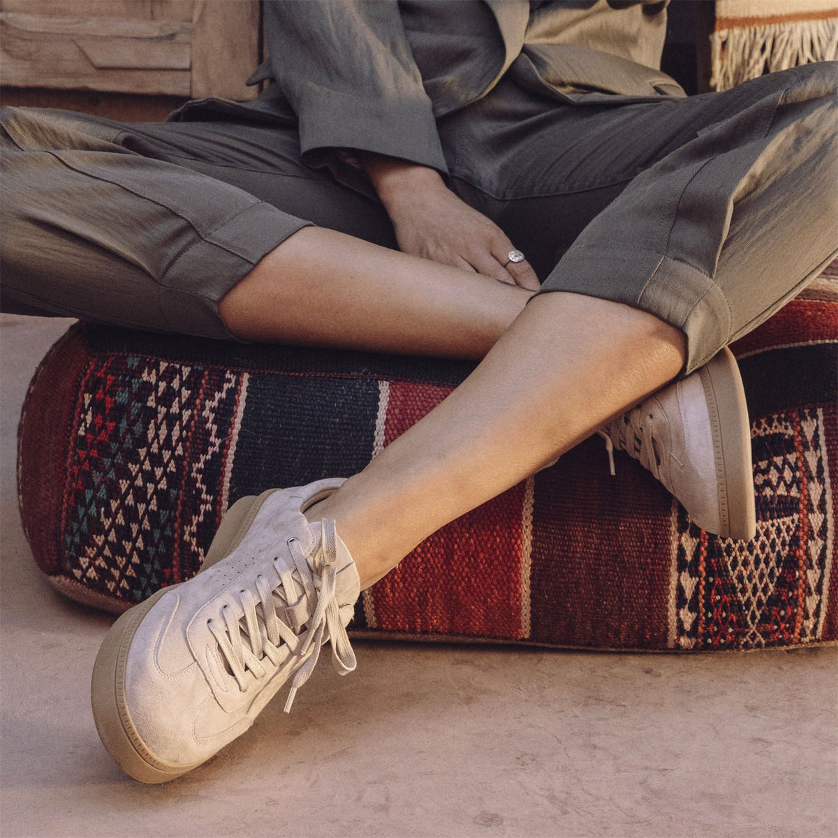 Sh Ember Beige Suede Trainers