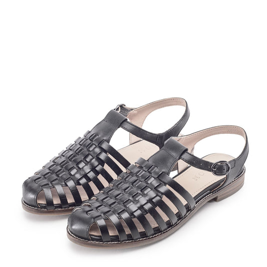 Sh Georgie Black Leather Sandals