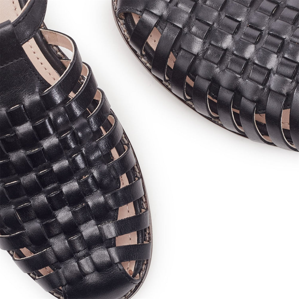 Sh Georgie Black Leather Sandals