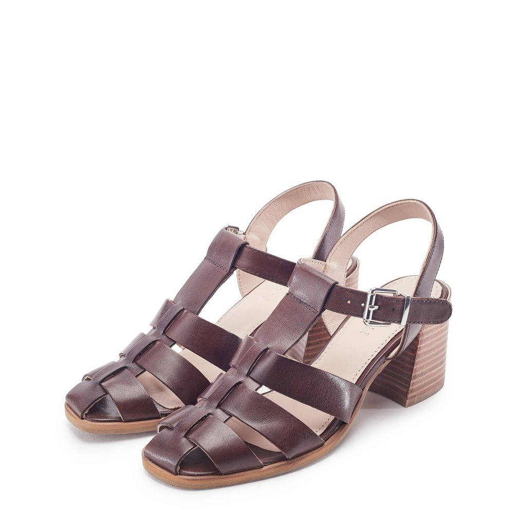 Sh Gerrie Dark Brown Leather Sandals