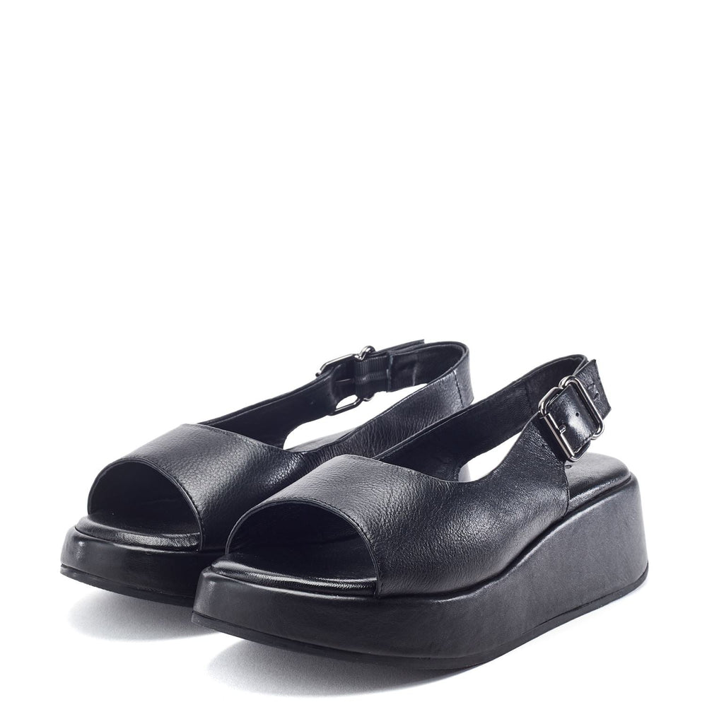 Sh Gorge Black Leather Sandals