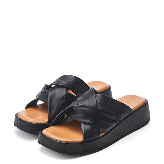Sh Grana Black Leather Sandals