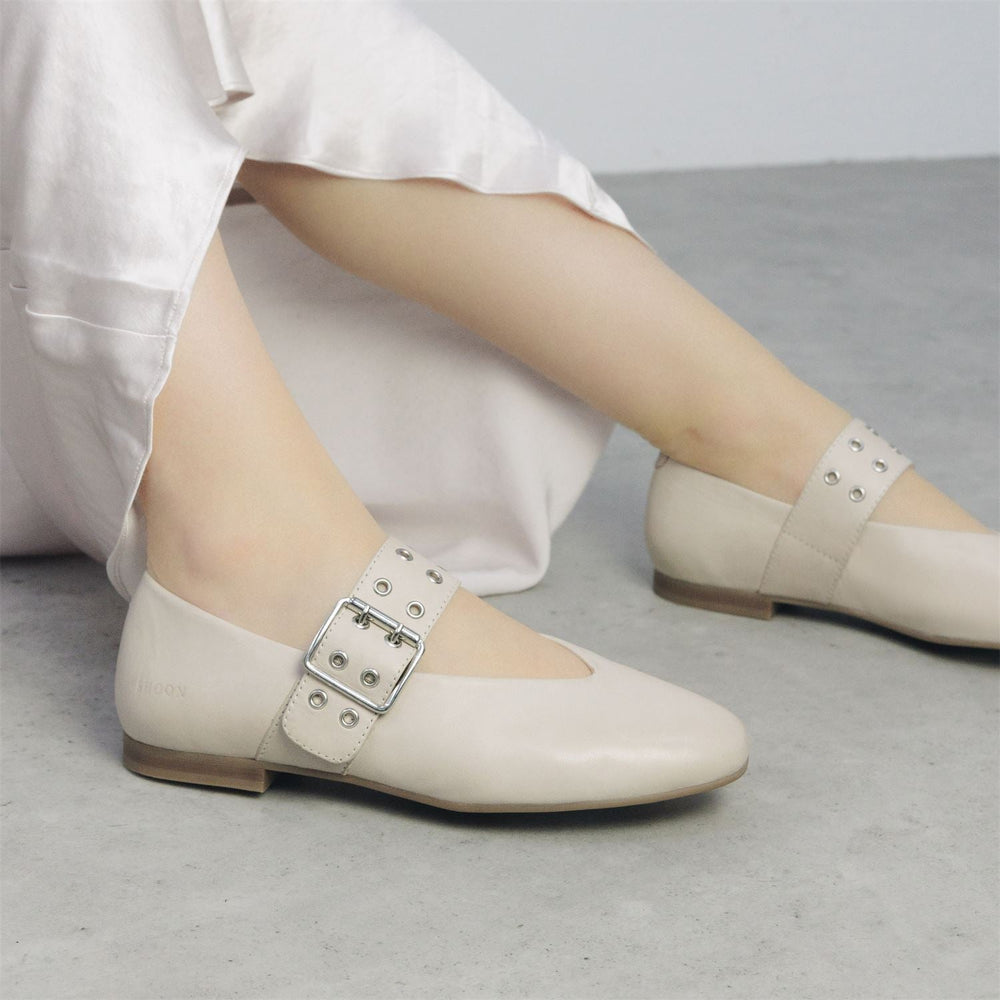Sh Ilice Off White Leather Shoes