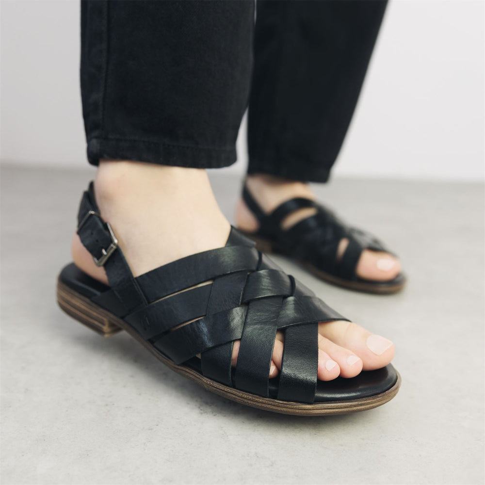 Sh Ionia Black Leather Sandals