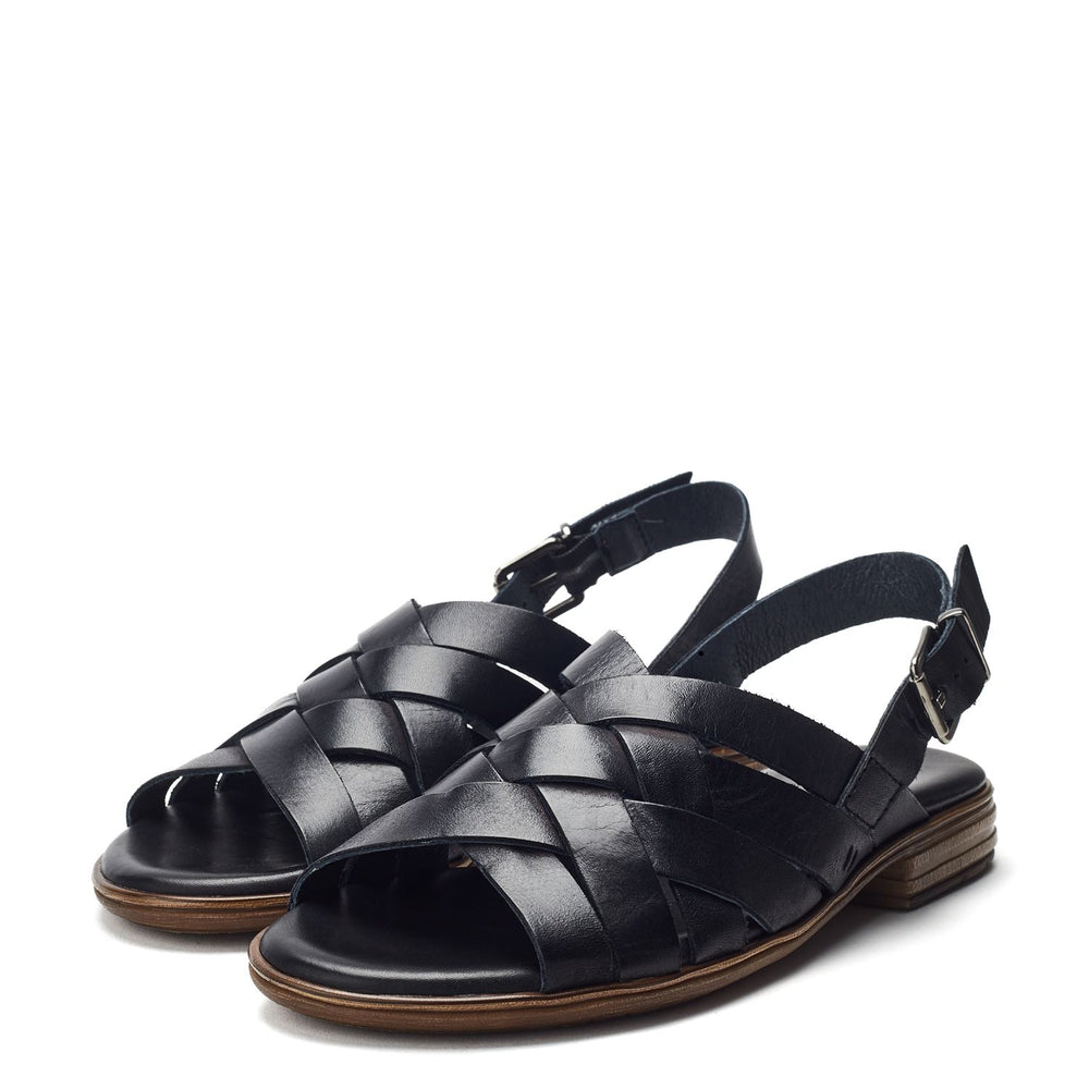 Sh Ionia Black Leather Sandals