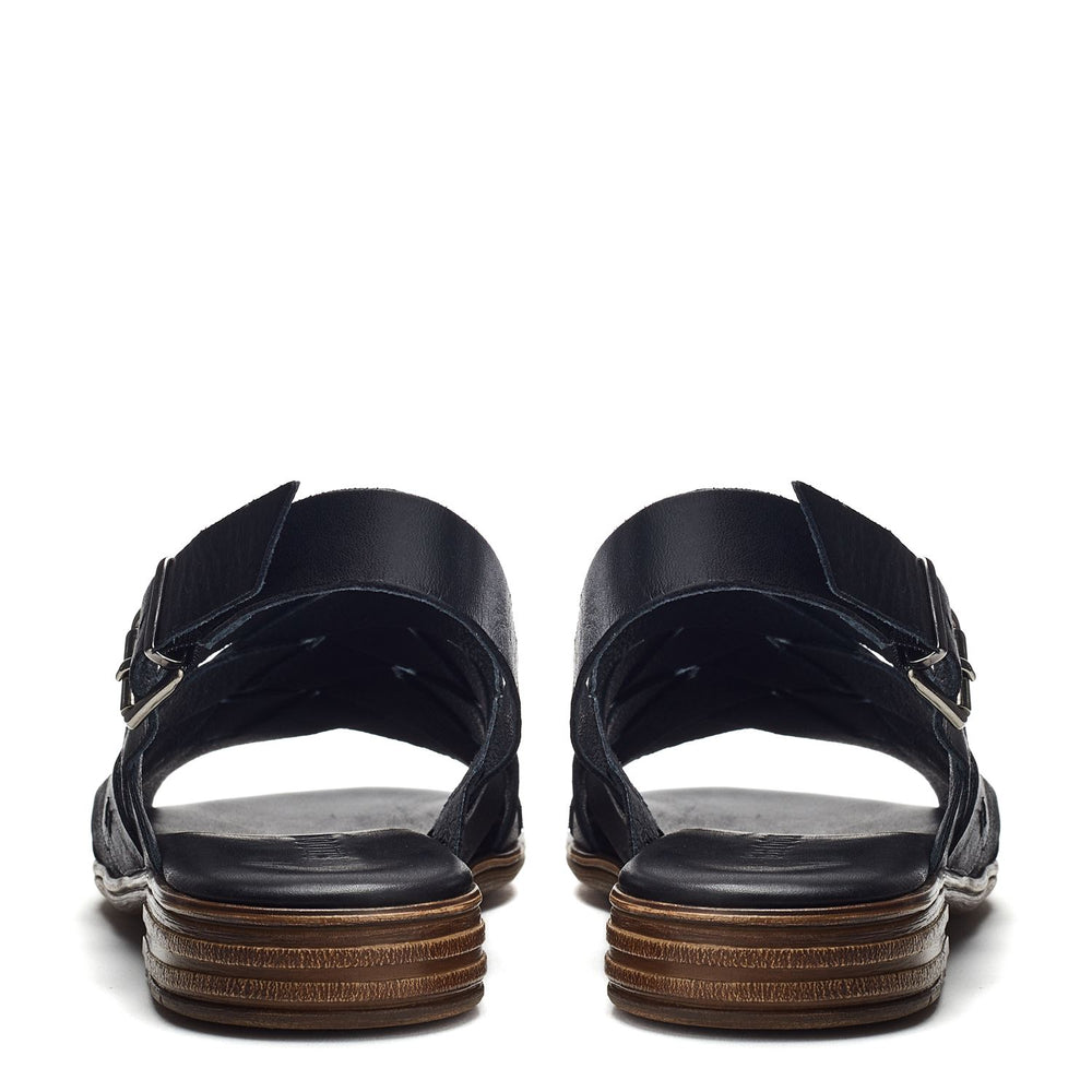 Sh Ionia Black Leather Sandals