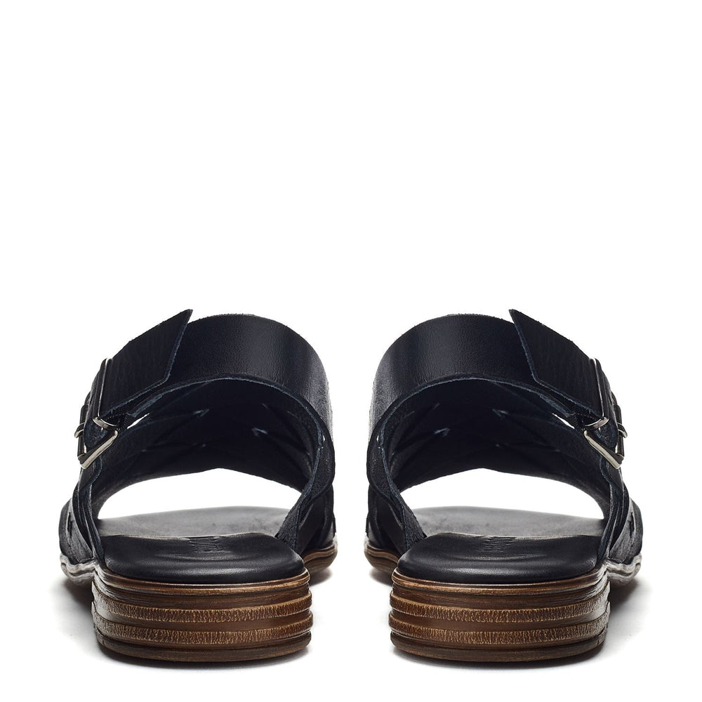 Sh Ionia Black Leather Sandals