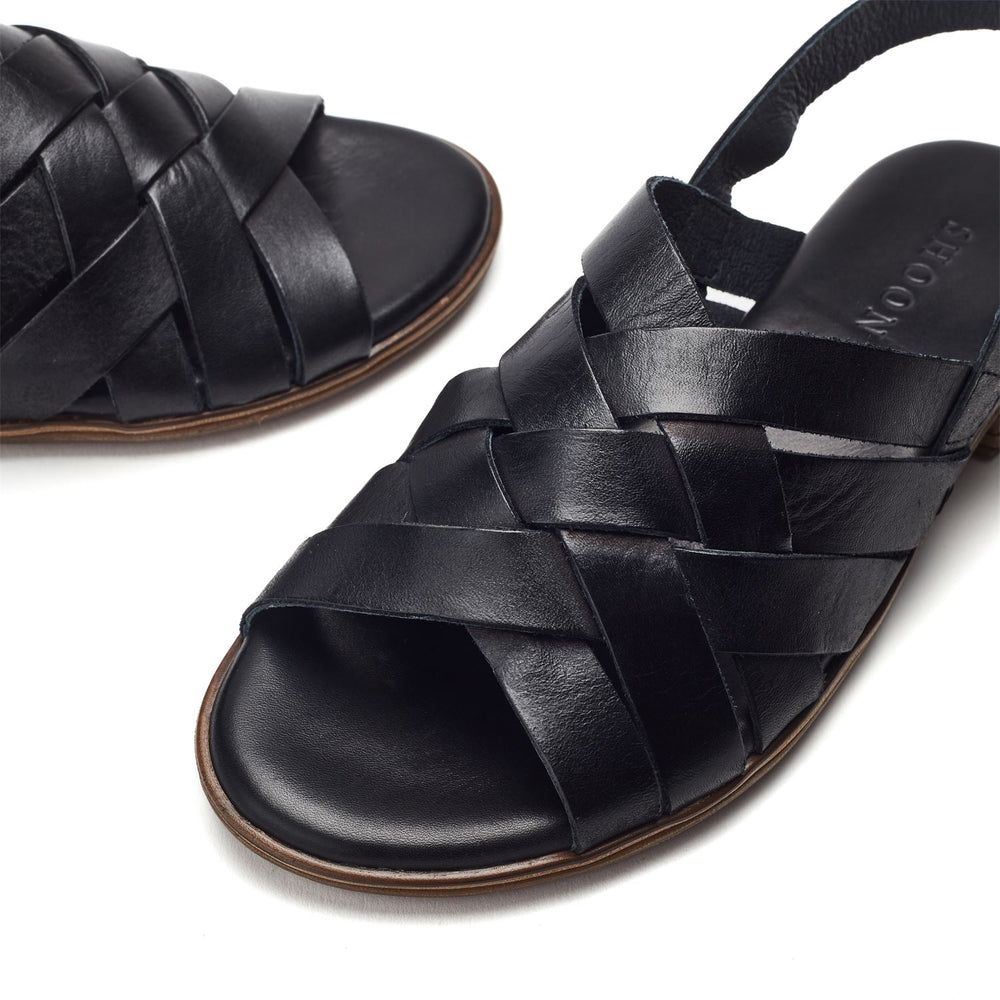 Sh Ionia Black Leather Sandals