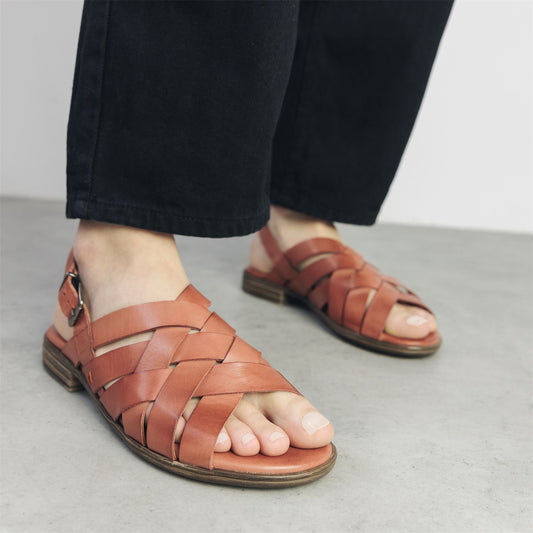 Sh Ionia Dark-Orange Leather Sandals