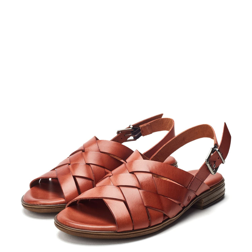 Sh Ionia Dark-Orange Leather Sandals