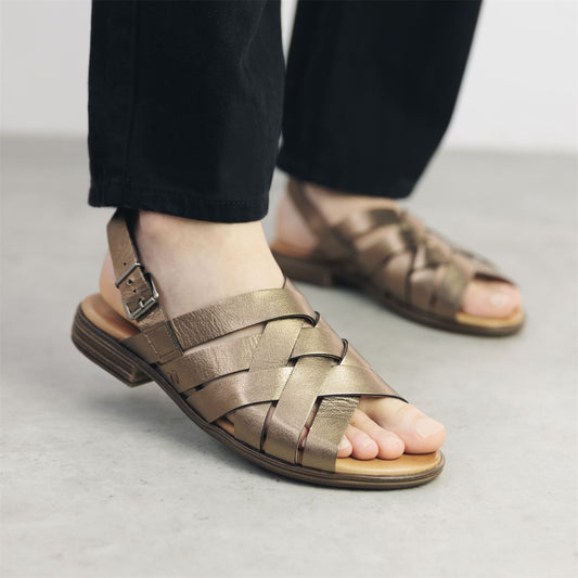 Sh Ionia Gold Leather Sandals
