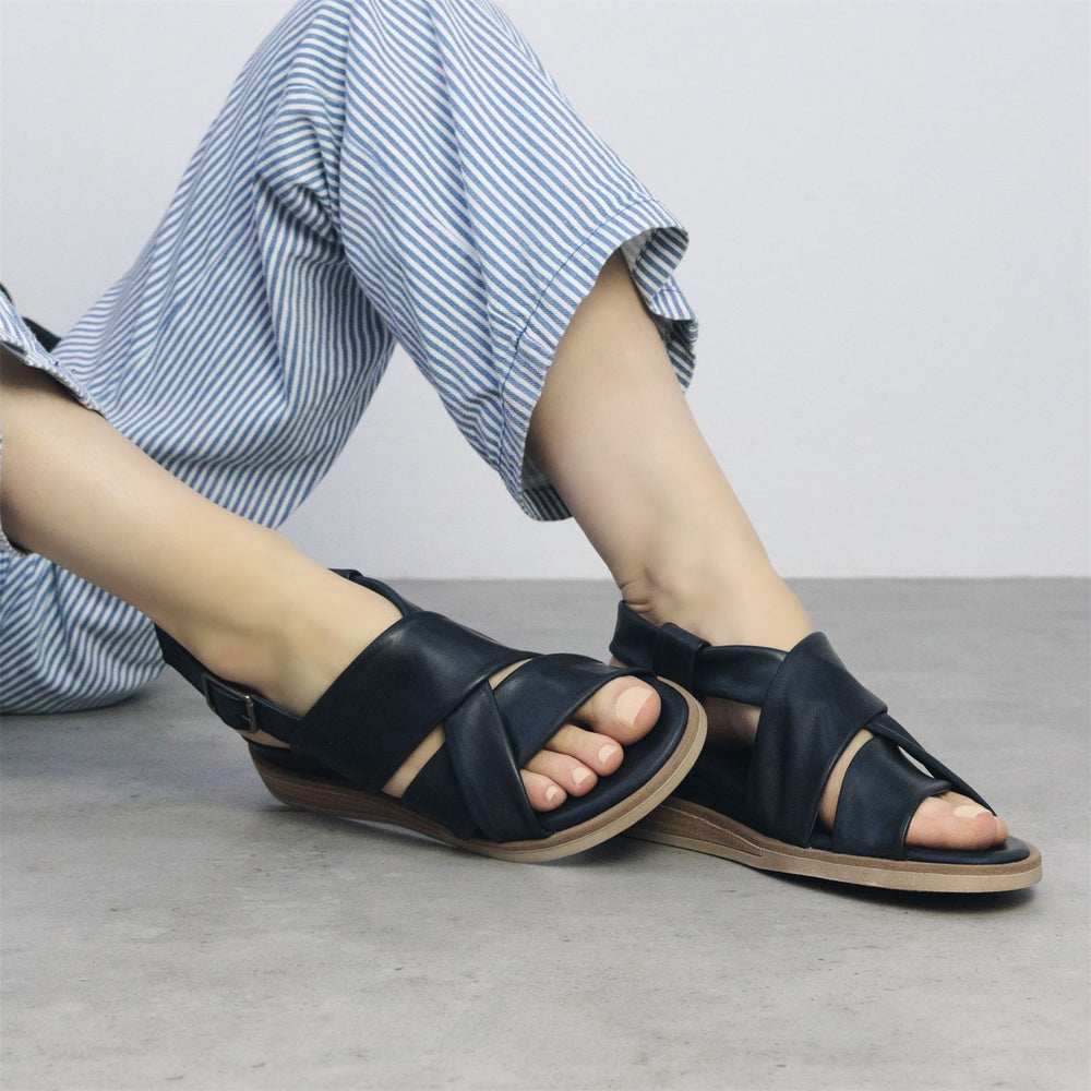 Sh Iver Navy Leather Sandals