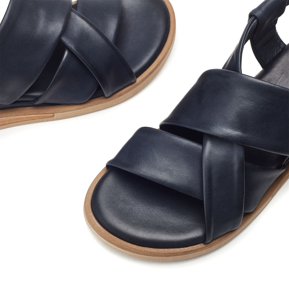 Sh Iver Navy Leather Sandals