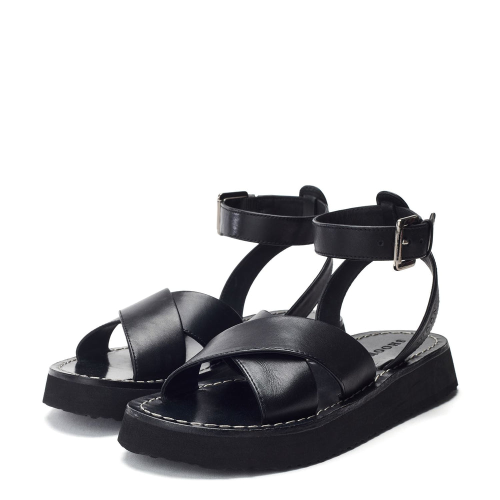 Sh Larise Black Leather Sandals