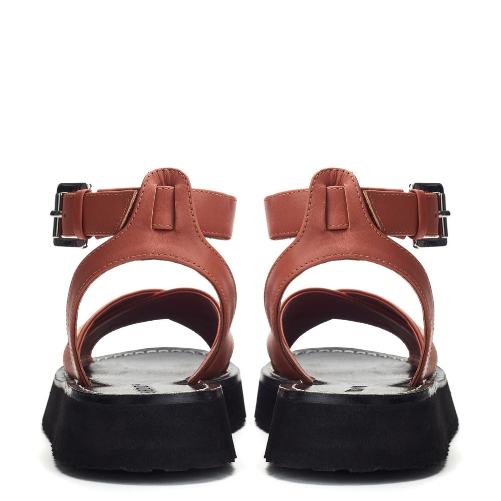Sh Larise Dark-Orange Leather Sandals