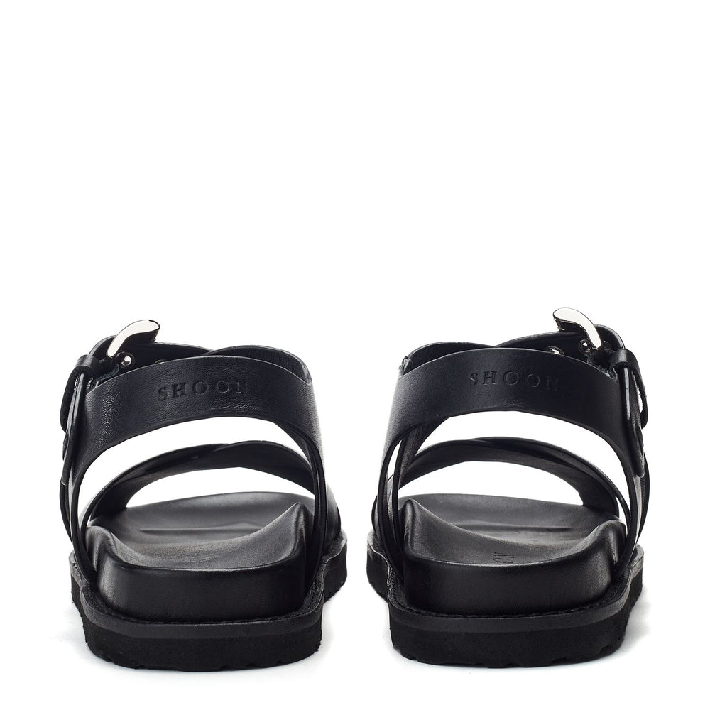 Sh Liner Black Leather Sandals