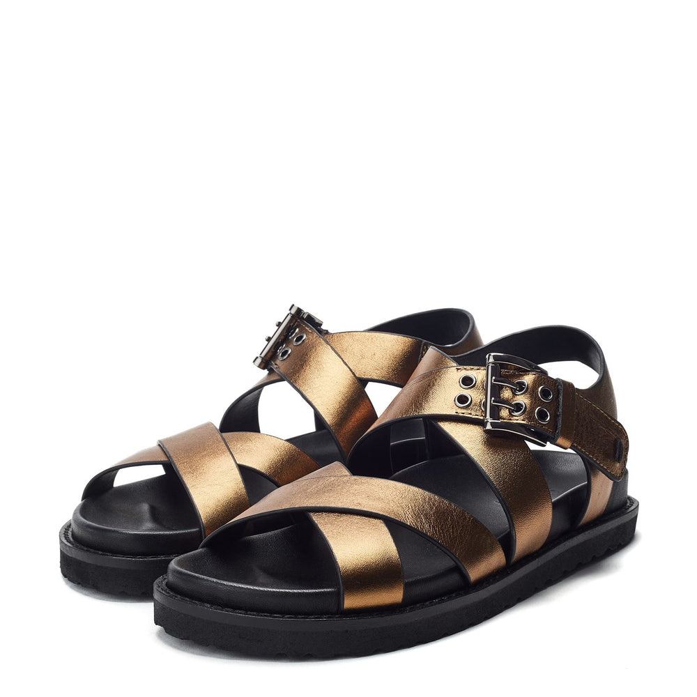 Sh Liner Gold Leather Sandals