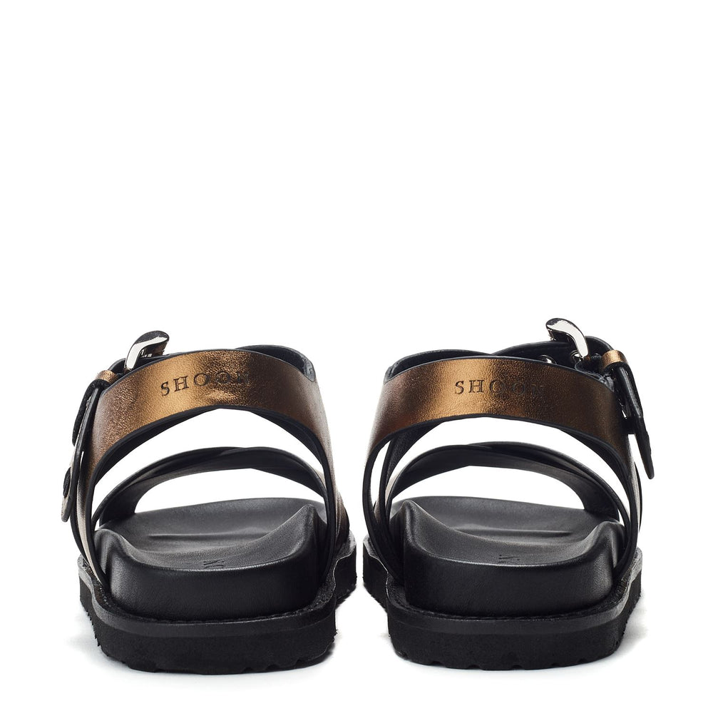 Sh Liner Gold Leather Sandals