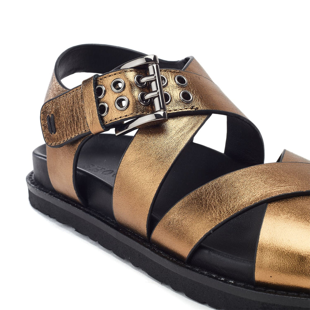 Sh Liner Gold Leather Sandals