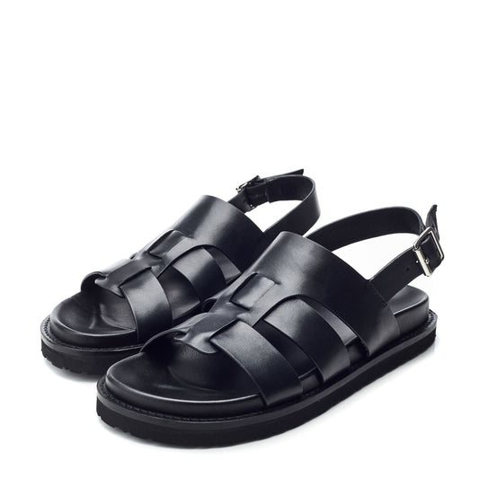 Sh Lonnie Black Leather Sandals