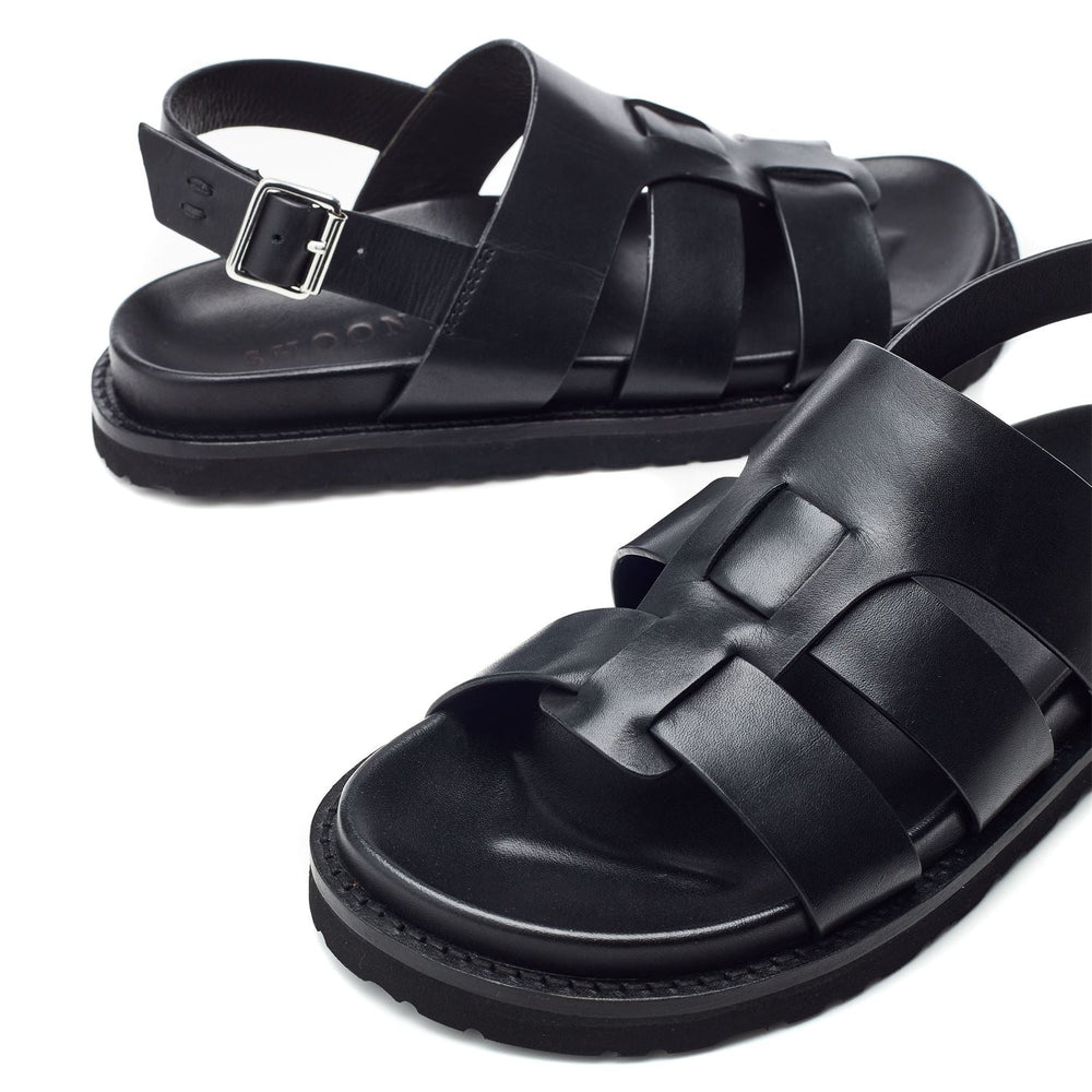 Sh Lonnie Black Leather Sandals