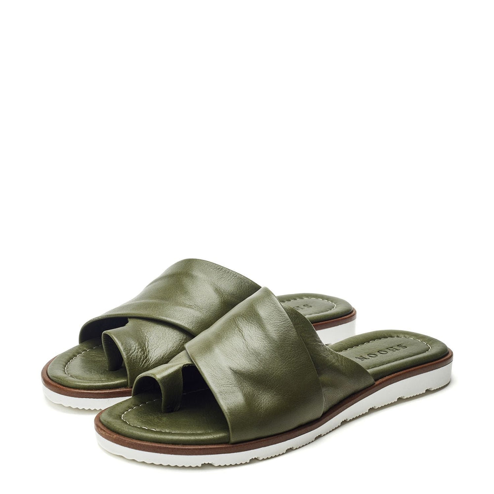 Sh Malmo Khaki Leather Sandals