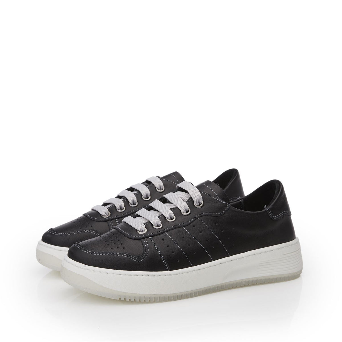 Sh Melda Black Leather Trainers