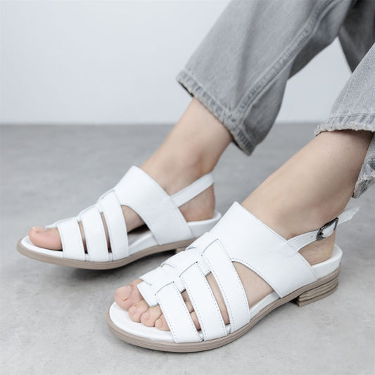 Sh Mere Off White Leather Sandals