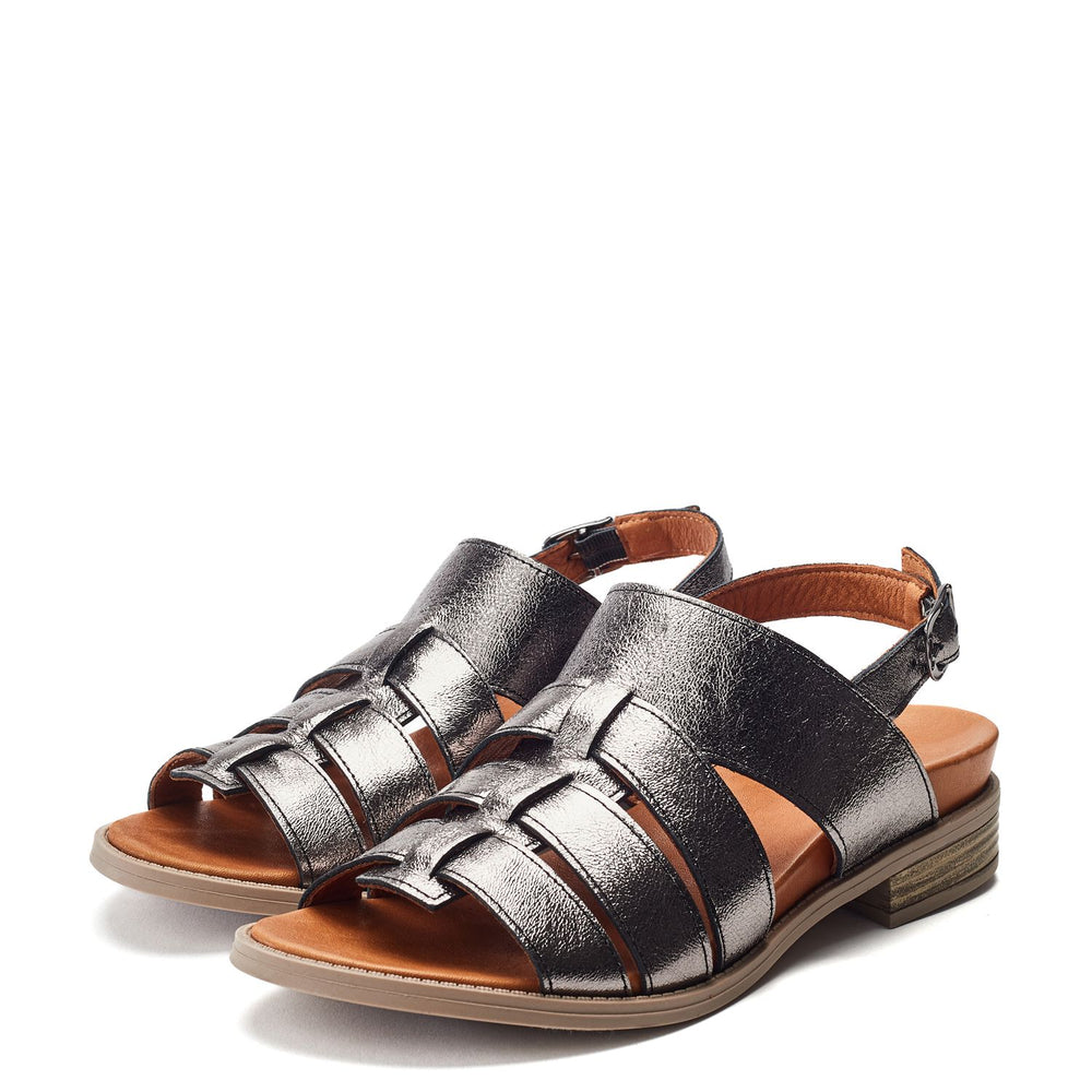 Sh Mere Pewter Leather Sandals