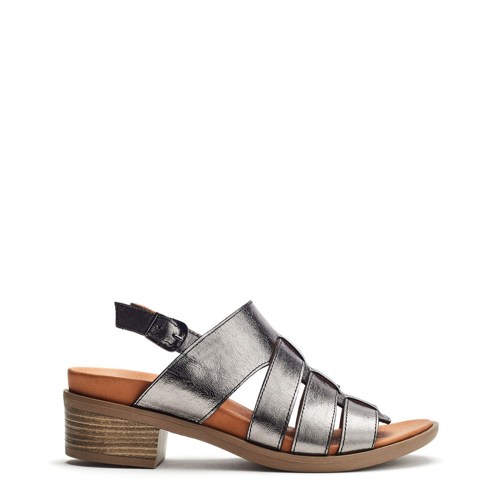 Sh Mere Pewter Leather Sandals