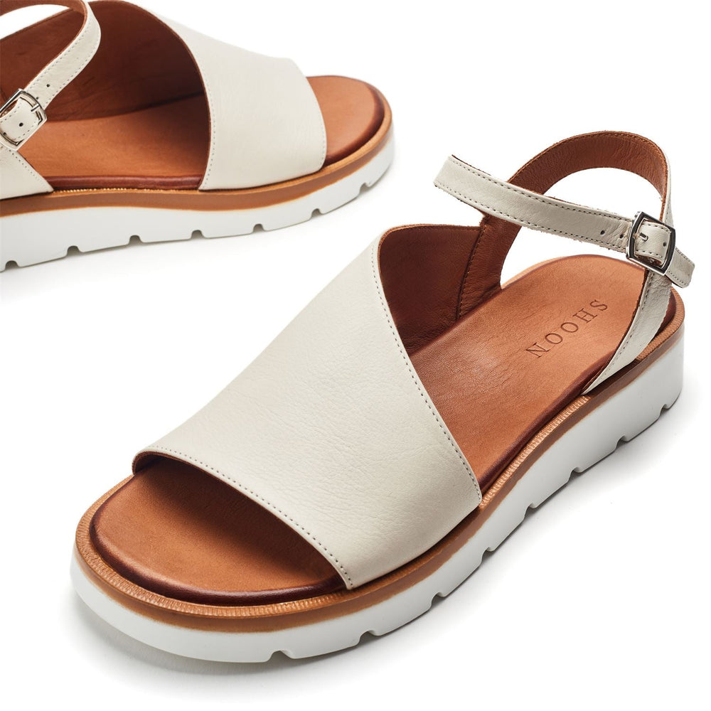 Sh Moire Off White Leather Sandals