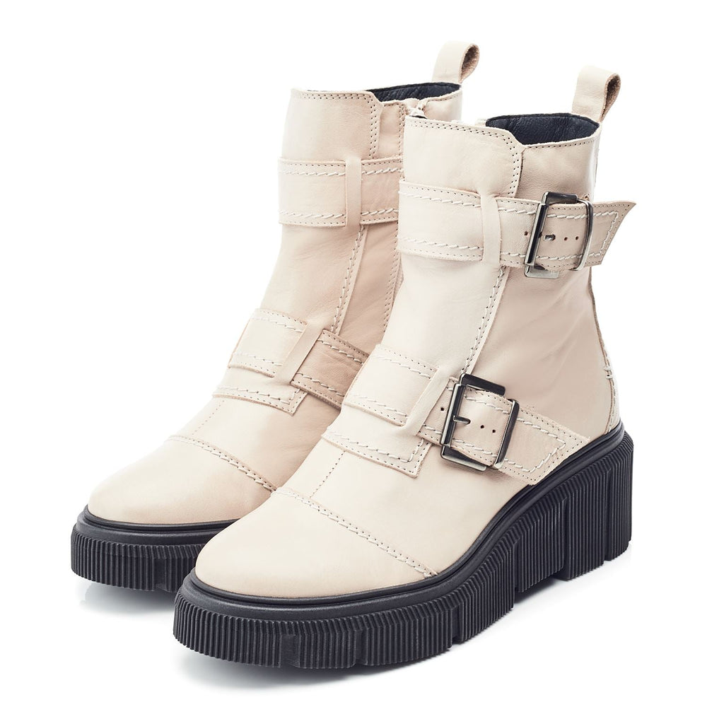 Sh Osborne Off White Leather Boots