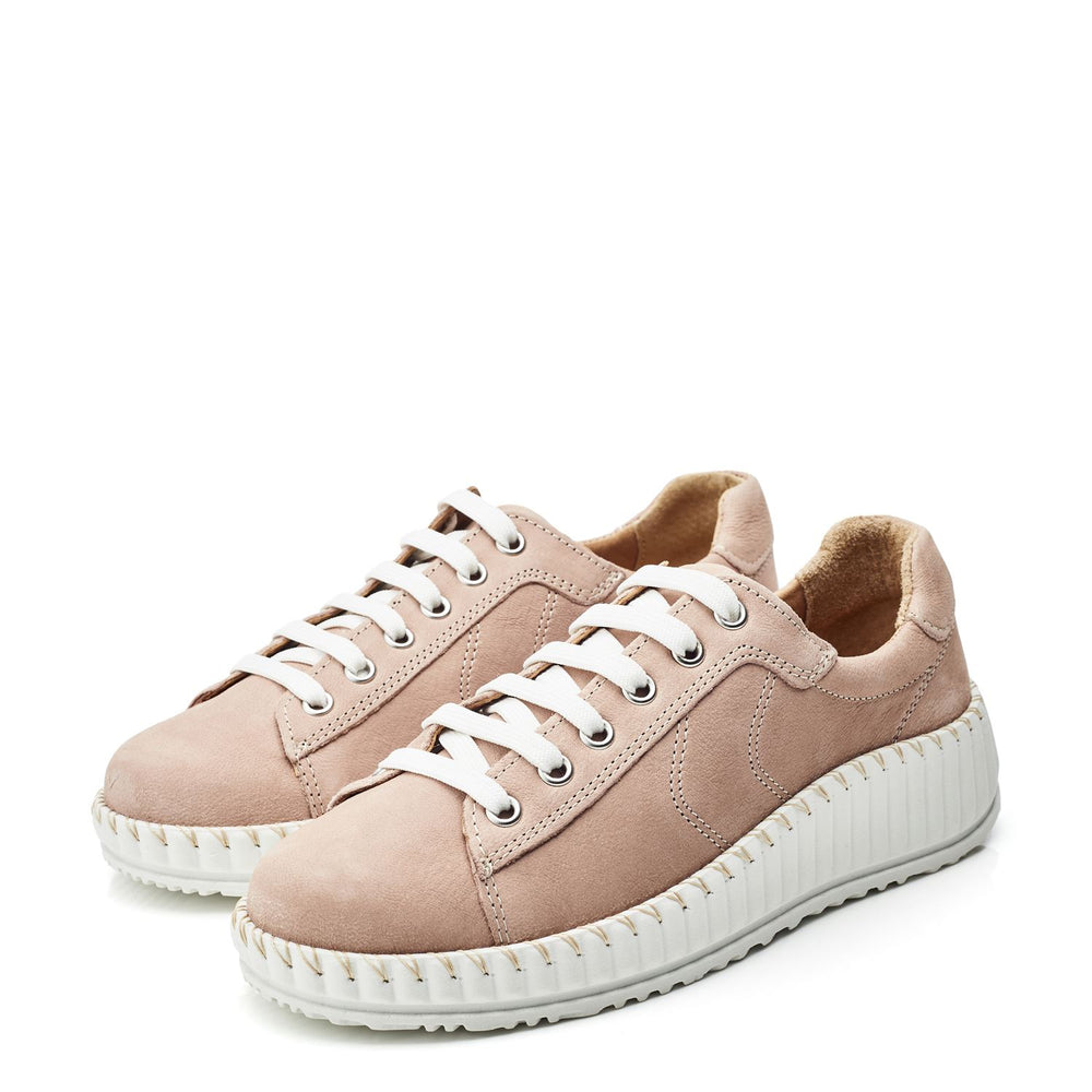 Sh Riyah Beige Leather Trainers