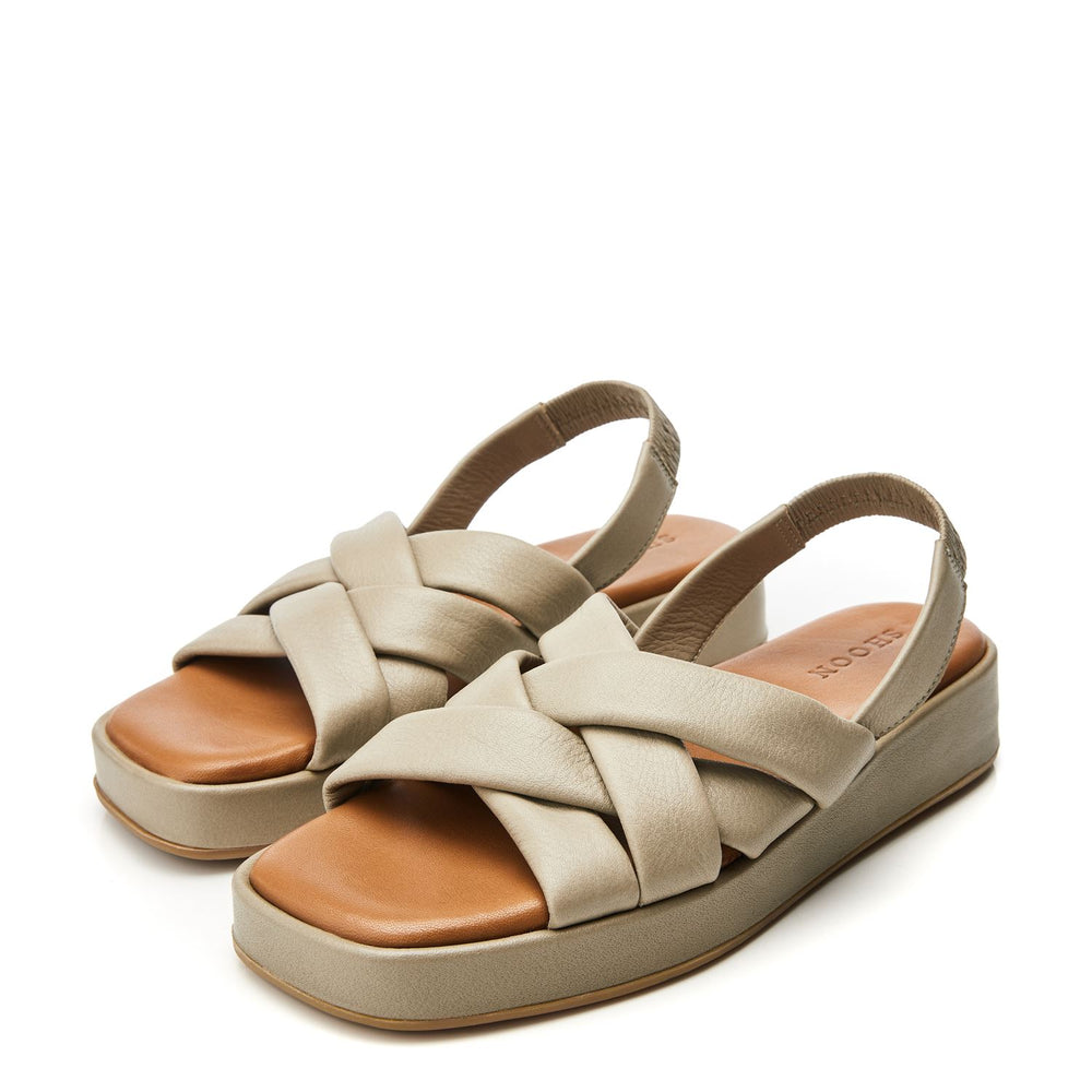 Sh Selmer Khaki Leather Sandals