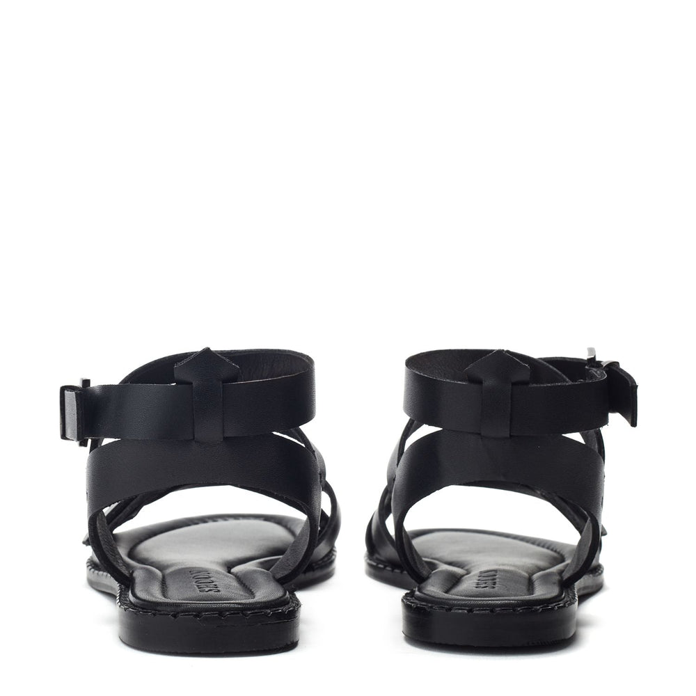 Sh Shara Black Leather Sandals