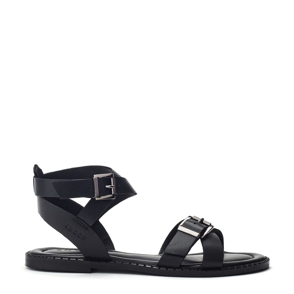 Sh Shara Black Leather Sandals