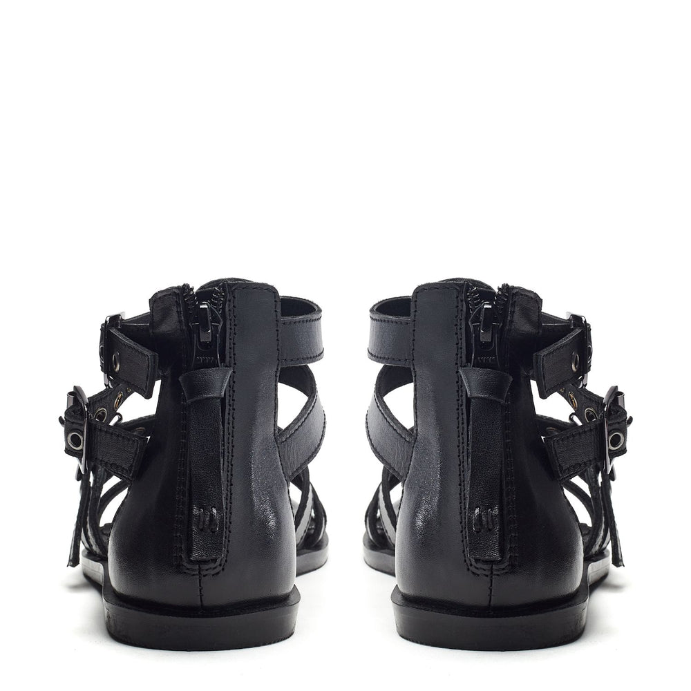 Sh Shelly Black Leather Sandals