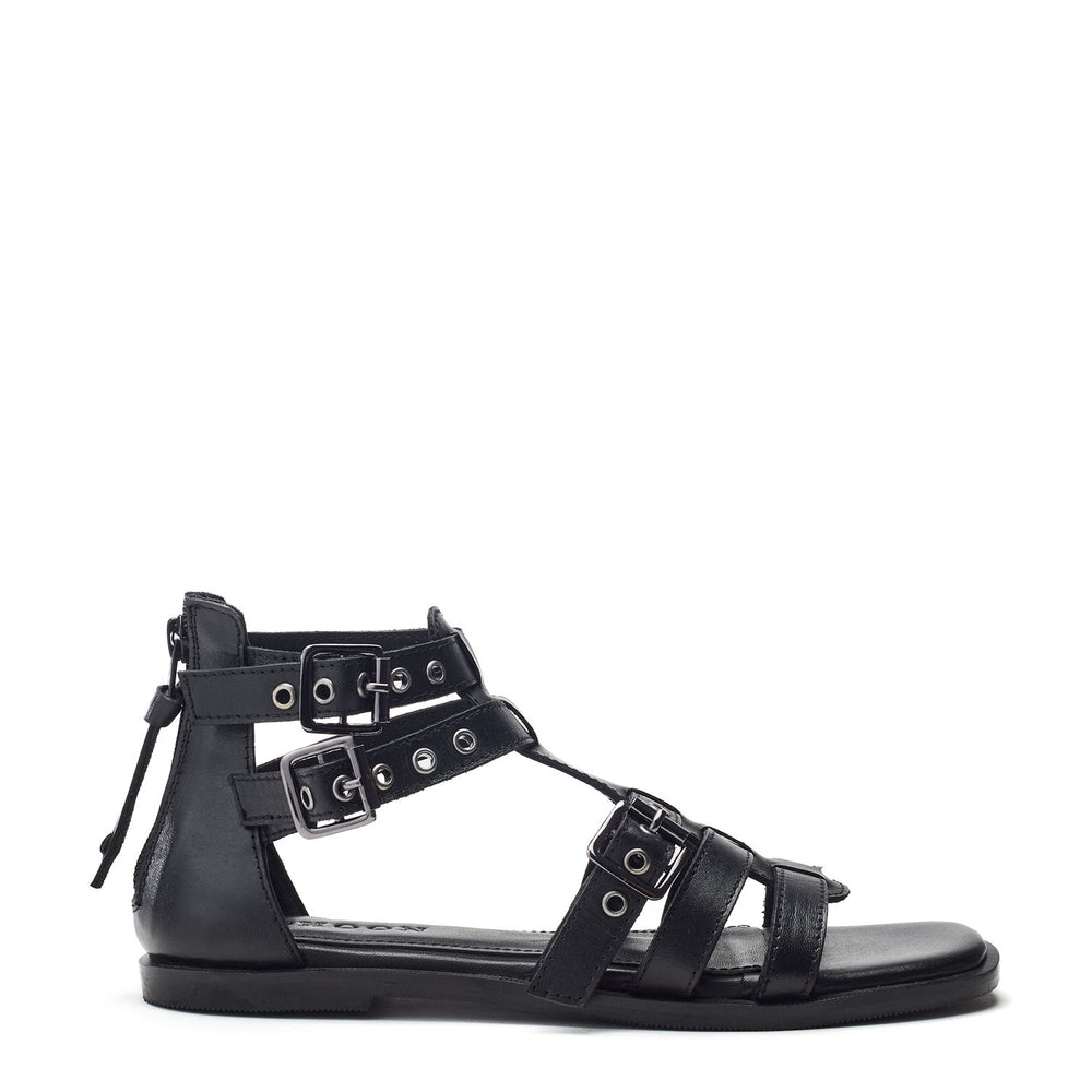 Sh Shelly Black Leather Sandals