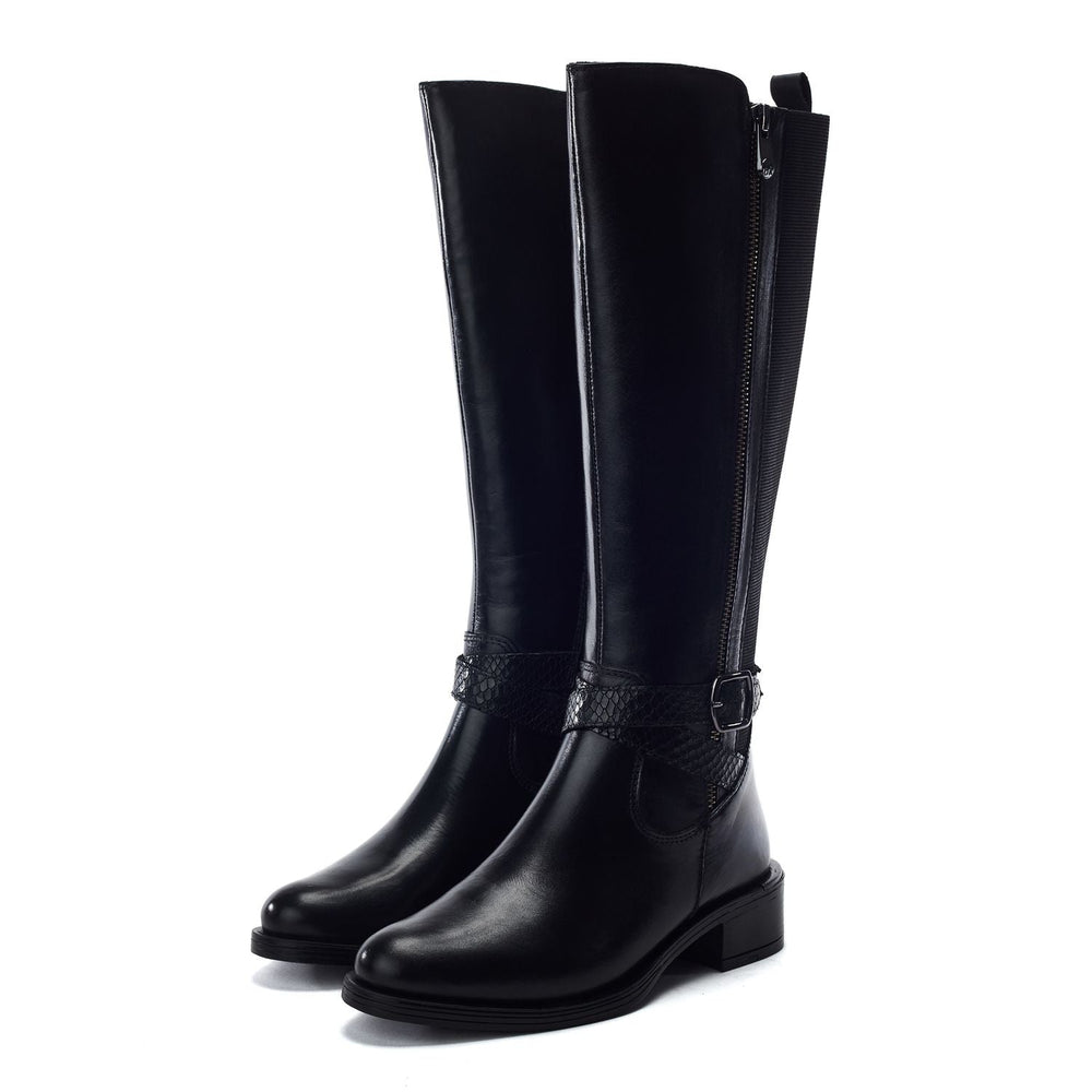 Sharla Black Leather Leather Boots