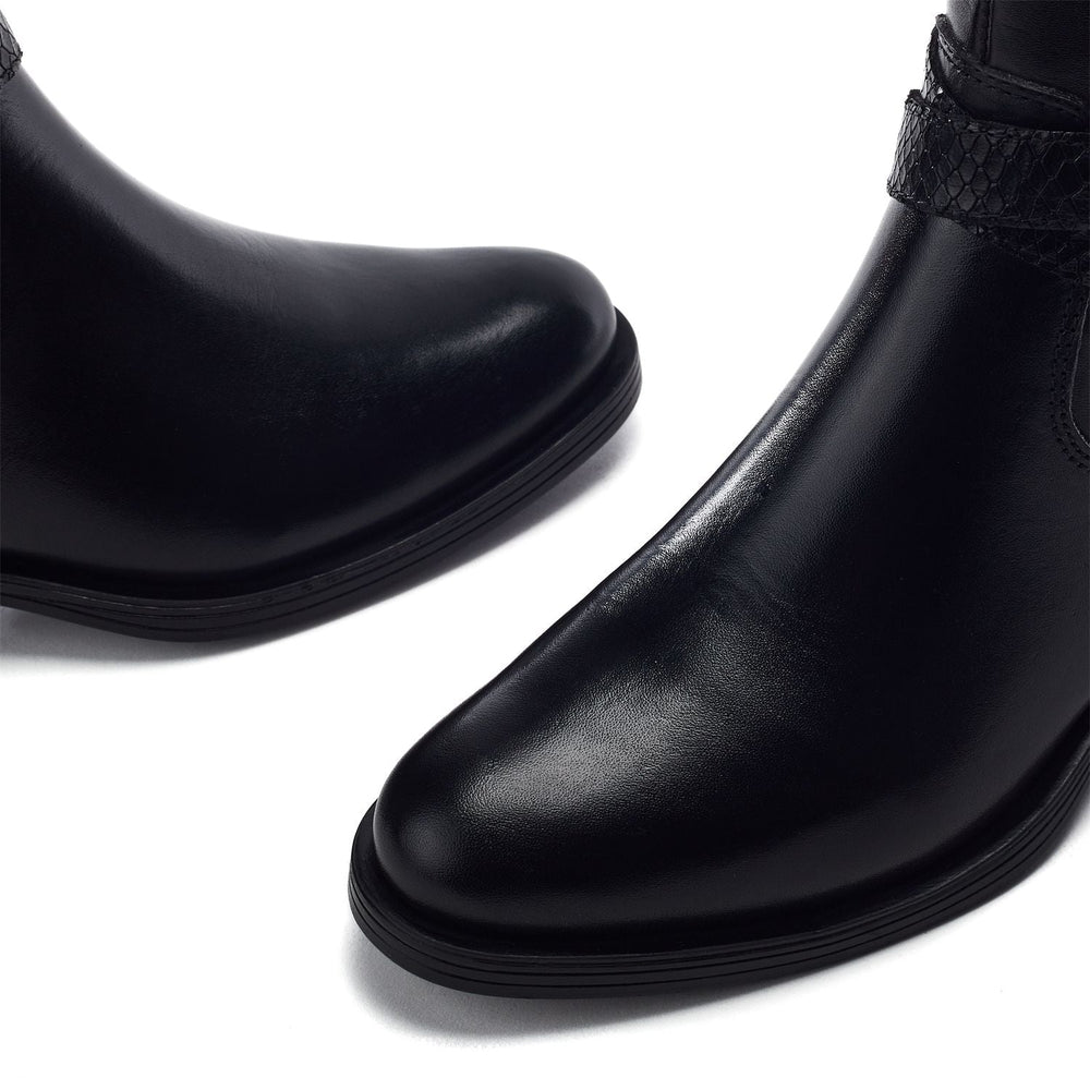 Sharla Black Leather Leather Boots