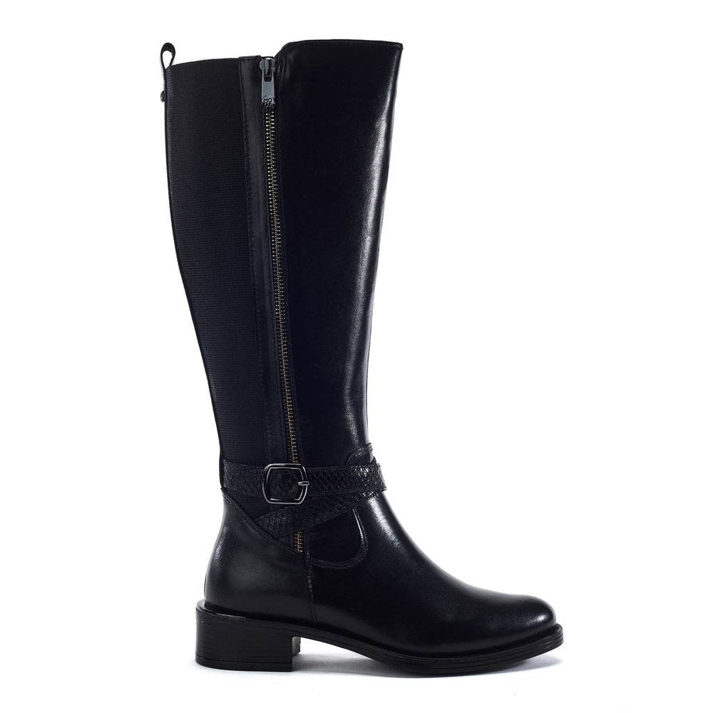 Sharla Black Leather Leather Boots
