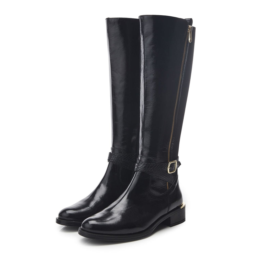 Sharla Black Patent Leather Patent Leather Boots