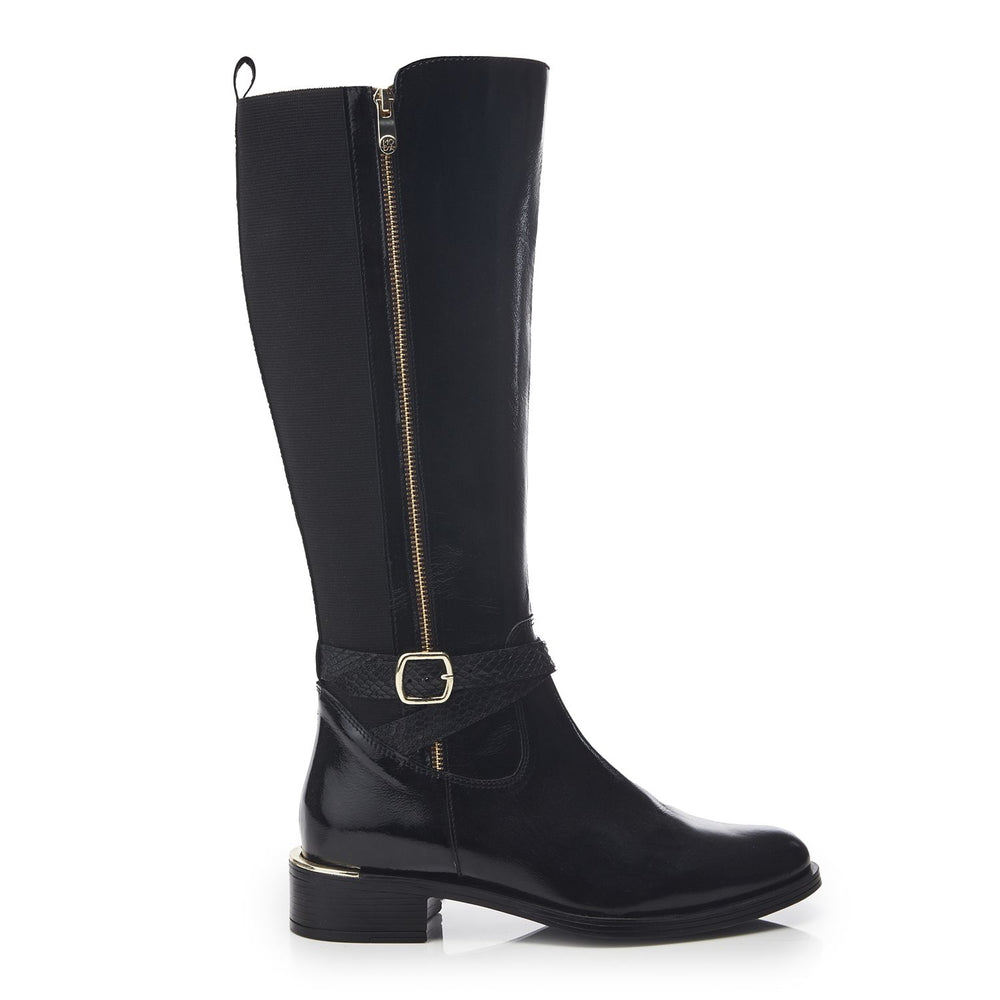 Sharla Black Patent Leather Patent Leather Boots