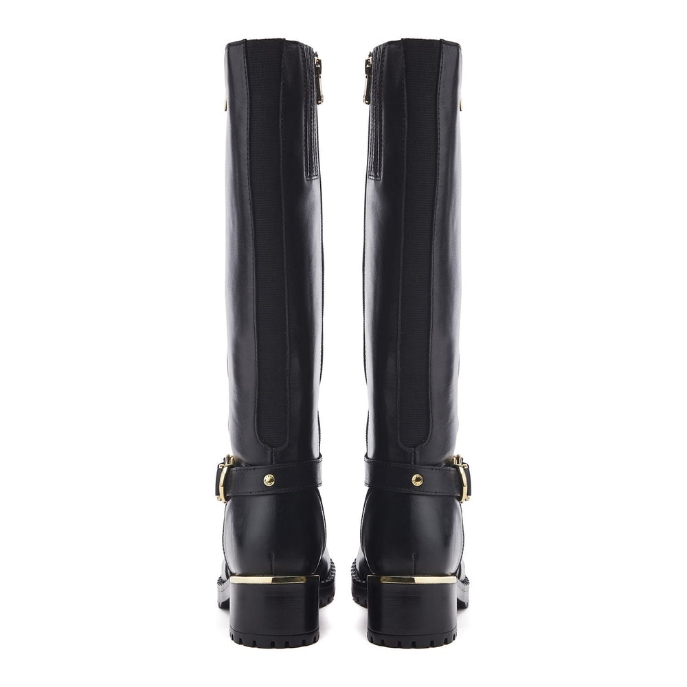 Sherie Black Leather Boots