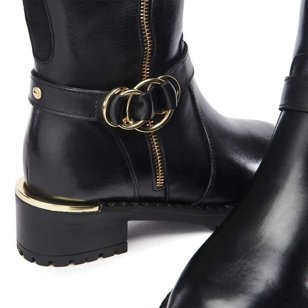 Sherie Black Leather Boots