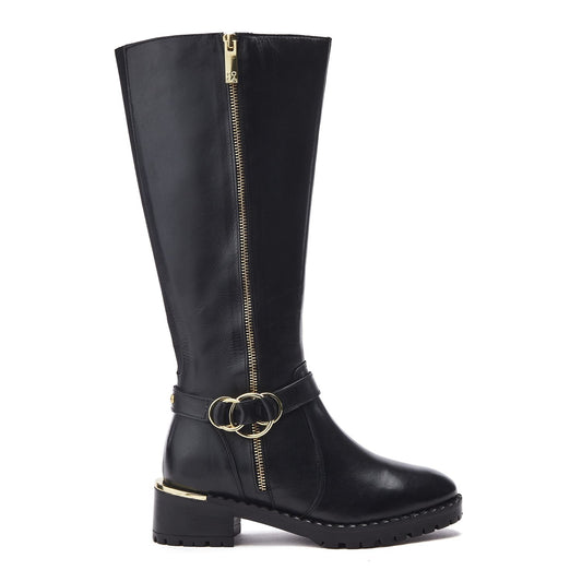 Sherie Black Leather Boots