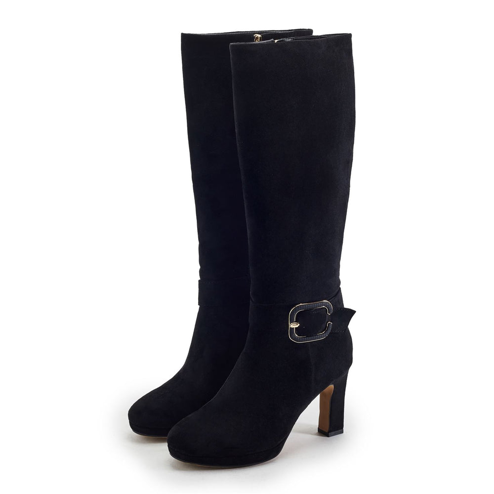 Sherlia Black Faux Suede Boots